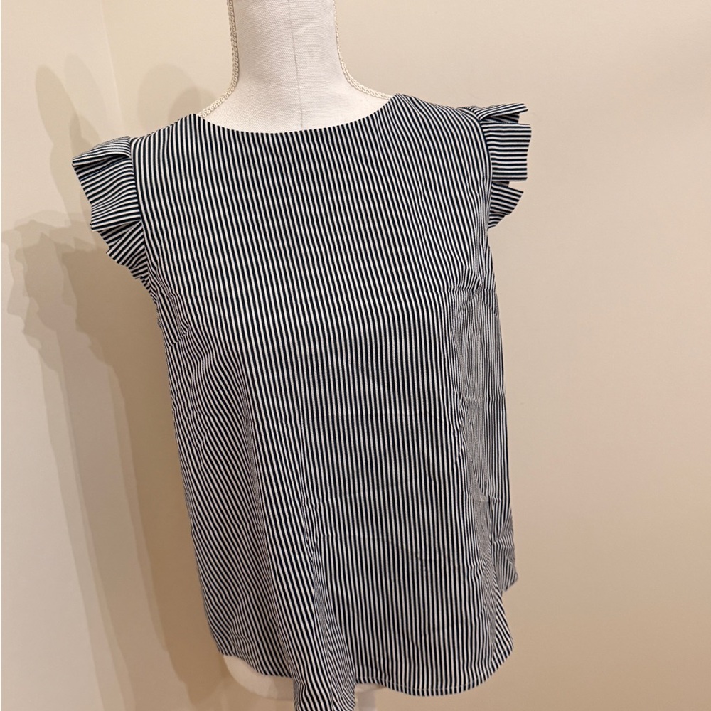 Monteau Black and White Striped Blouse